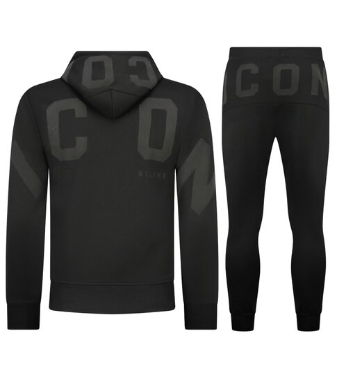 True Rise ICON Hoodie Joggingpak Heren - Trainingspak Heren - Huispak Heren Volwassenen - 6152 - Zwart