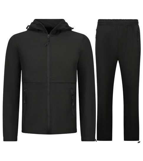 True Rise Tech Suit Zomerset  Trainingspak Heren - Dunne Tracksuit Heren -  Huispak Heren -1050 - Zwart