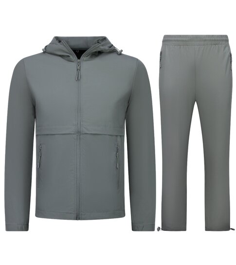 True Rise Dunne Tech Suit Heren -  Zomerset  Trainingspak Heren - Huispak Heren -1050 - Grijs