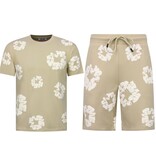 True Rise Bloemen Print  Zomerset Heren - Bloemen Pak met Short Heren Twinset -1770 - Bruin