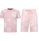 ENOS Bloemen Print  Zomerset Heren - Bloemen Pak met Short Heren Twinset -1770 - Roze