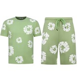 True Rise Bloemen Print  Zomerset Heren - Bloemen Pak met Short Heren Twinset -1770 -Groen