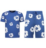 True Rise Bloemen Print  Zomerset Heren - Bloemen Pak met Short Heren Twinset -1770 -Navy