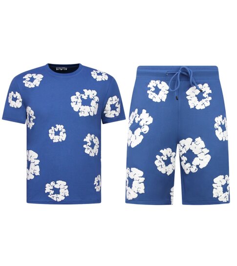 True Rise Bloemen Print  Zomerset Heren - Bloemen Pak met Short Heren Twinset -1770 -Navy