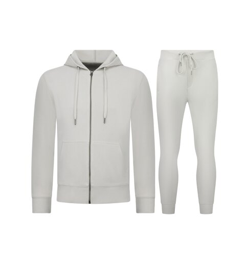 ENOS Casual Oversized Joggingpak Heren Volwassenen - Trainingspak Heren - Nette Tweedelige Set - 5853 - Wit