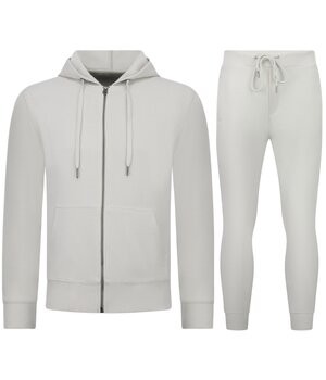 ENOS Casual Oversized Joggingpak Heren Volwassenen - Trainingspak Heren - Nette Tweedelige Set - 5853 - Wit