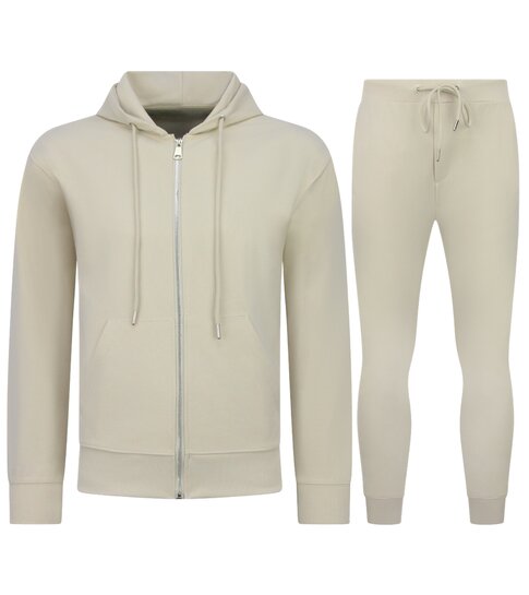 ENOS Nette Tweedelige Set - Casual Oversized Trainingspak Heren - Joggingpak Heren Volwassenen - 5853 - Beige