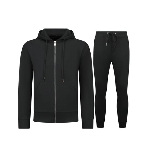 ENOS Casual Oversized Trainingspak Heren - Nette Tweedelige Set - Joggingpak Heren Volwassenen - 5853 - Zwart