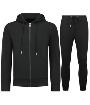 ENOS Casual Oversized Trainingspak Heren - Nette Tweedelige Set - Joggingpak Heren Volwassenen - 5853 - Zwart