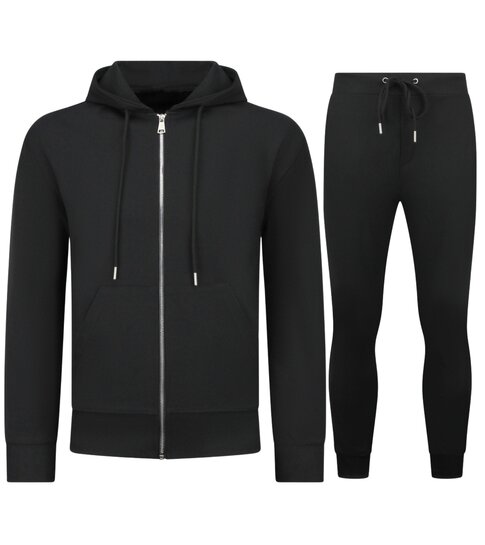 ENOS Casual Oversized Trainingspak Heren - Nette Tweedelige Set - Joggingpak Heren Volwassenen - 5853 - Zwart