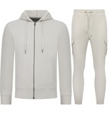 ENOS Casual Oversized Ribbed  Tweedelige Set - Trainingspak Heren - Joggingpak Heren Volwassenen - 7920- Beige