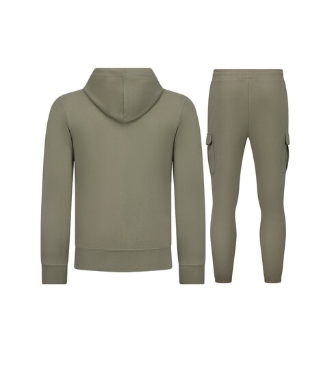 ENOS Casual Oversized Ribbed Joggingpak Heren Volwassenen - Trainingspak Heren - Nette Tweedelige Set - 7920- Bruin