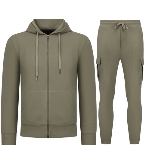 ENOS Casual Oversized Ribbed Joggingpak Heren Volwassenen - Trainingspak Heren - Nette Tweedelige Set - 7920- Bruin