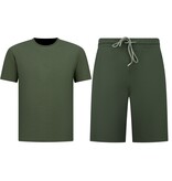 ENOS Oversized  Shirt met Korte Shorts - Zomerset Heren - Two Piece Setje - Co ord Set - 918 - Army Groen
