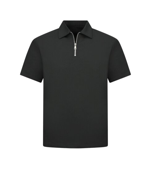 ENOS Zomerset Heren - Ribbed  Oversized  Polo Shirt en Korte Broek - Combisets - Co ord Set - F-5827 - Zwart