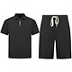 Zomerset Heren - Ribbed  Oversized  Polo Shirt en Korte Broek - Combisets - Co ord Set - F-5827 - Zwart
