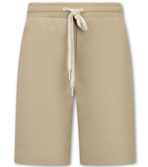 ENOS Zomerset Heren - Ribbed  Oversized  Polo Shirt en Korte Broek - Combisets - Co ord Set - F-5827 - Bruin