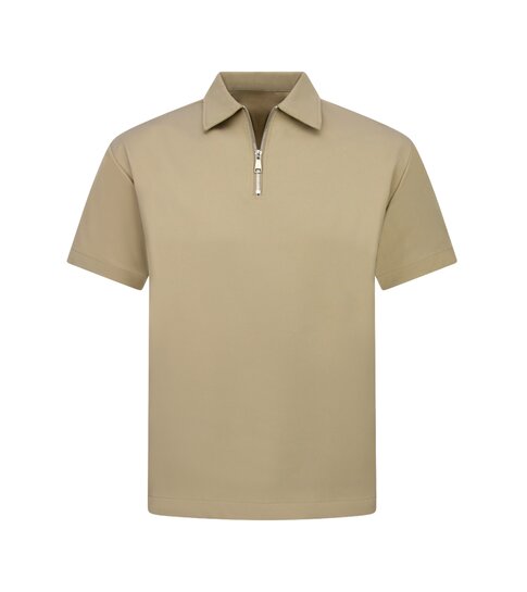 ENOS Zomerset Heren - Ribbed  Oversized  Polo Shirt en Korte Broek - Combisets - Co ord Set - F-5827 - Bruin
