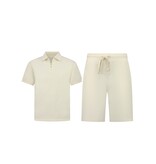 ENOS Zomerset Heren - Ribbed  Oversized  Polo Shirt en Korte Broek - Combisets - Co ord Set - F-5827 - Beige