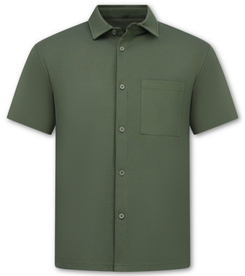 ENOS Zomerset Heren - Ribbed  Oversized Shirt  en Korte Broek - Twinset twee delig - F-5830 - Groen