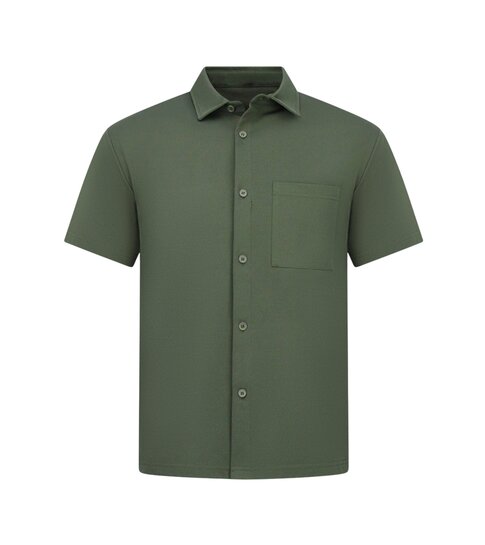 ENOS Zomerset Heren - Ribbed  Oversized Shirt  en Korte Broek - Twinset twee delig - F-5830 - Groen