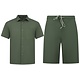 Zomerset Heren - Ribbed  Oversized Shirt  en Korte Broek - Twinset twee delig - F-5830 - Groen