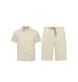 ENOS Zomerset Heren - Ribbed  Oversized Shirt  en Korte Broek - Twinset twee delig - F-5830 - Beige