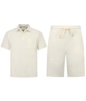 ENOS Zomerset Heren - Ribbed Oversized  Polo Shirt - Shorts heren / Oversized T shirt Heren  - Twinset -F-5828- Beige