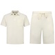 Zomerset Heren - Ribbed Oversized  Polo Shirt - Shorts heren / Oversized T shirt Heren  - Twinset -F-5828- Beige