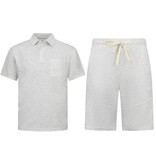 ENOS Zomerset Heren - Ribbed Oversized  Polo Shirt - Shorts heren / Oversized T shirt Heren  - Twinset -F-5828- Grijs