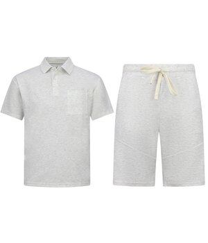 ENOS Zomerset Heren - Ribbed Oversized  Polo Shirt - Shorts heren / Oversized T shirt Heren  - Twinset -F-5828- Grijs