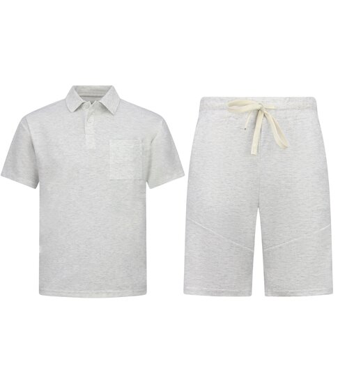 ENOS Zomerset Heren - Ribbed Oversized  Polo Shirt - Shorts heren / Oversized T shirt Heren  - Twinset -F-5828- Grijs