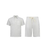 ENOS Zomerset Heren - Ribbed Oversized  Polo Shirt - Shorts heren / Oversized T shirt Heren  - Twinset -F-5828- Grijs