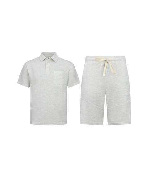 ENOS Zomerset Heren - Ribbed Oversized  Polo Shirt - Shorts heren / Oversized T shirt Heren  - Twinset -F-5828- Grijs