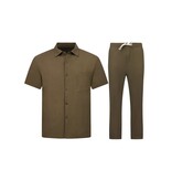 ENOS Linnen Oversized Twinset -  Zomerset Heren - Linnen Overhemd Heren - Linnen Broek Heren - 7165 - Bruin