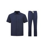 ENOS Linnen Zomerset Heren - Oversized Twinset - Linnen Broek Heren - Linnen Overhemd Heren  - 7165 - Blauw