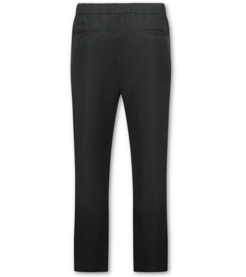 ENOS Linnen Zomerset Heren - Oversized Twinset - Linnen Broek Heren - Linnen Overhemd Heren  - 7165 - Zwart