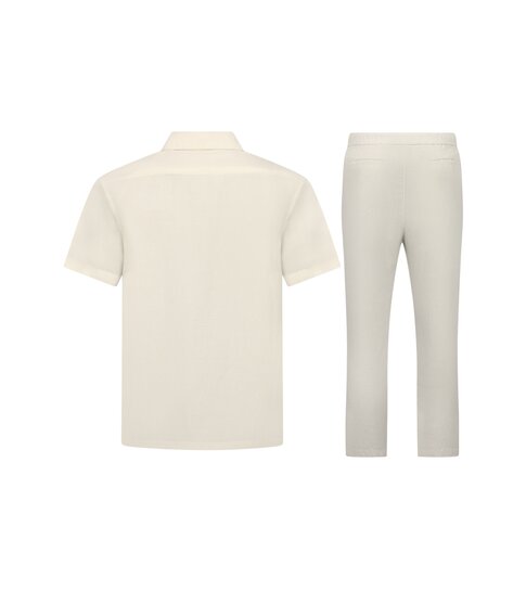 ENOS Linnen Zomerset Heren - Oversized Twinset - Linnen Overhemd Heren - Linnen Broek Heren - 7165 - Beige