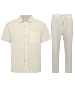 ENOS Linnen Zomerset Heren - Oversized Twinset - Linnen Overhemd Heren - Linnen Broek Heren - 7165 - Beige