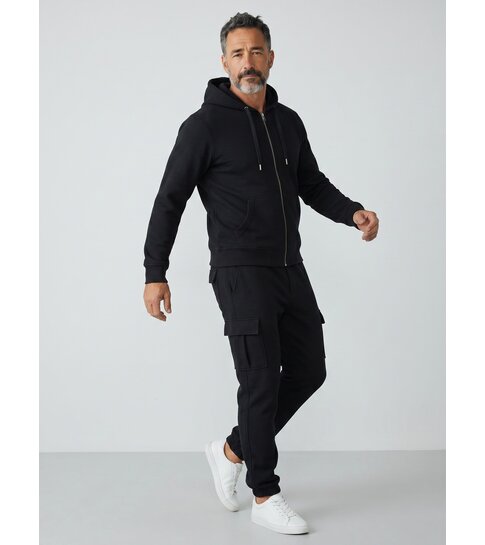 ENOS Casual Oversized Ribbed Trainingspak Heren - Joggingpak Heren Volwassenen - Nette Tweedelige Set - 7920- Zwart