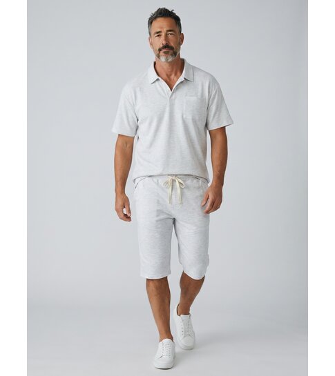ENOS Zomerset Heren - Ribbed Oversized  Polo Shirt - Shorts heren / Oversized T shirt Heren  - Twinset -F-5828- Grijs
