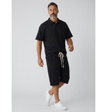 ENOS Zomerset Heren - Ribbed Oversized  Polo Shirt - Shorts heren / Oversized T shirt Heren  - Twinset -F-5828- Zwart