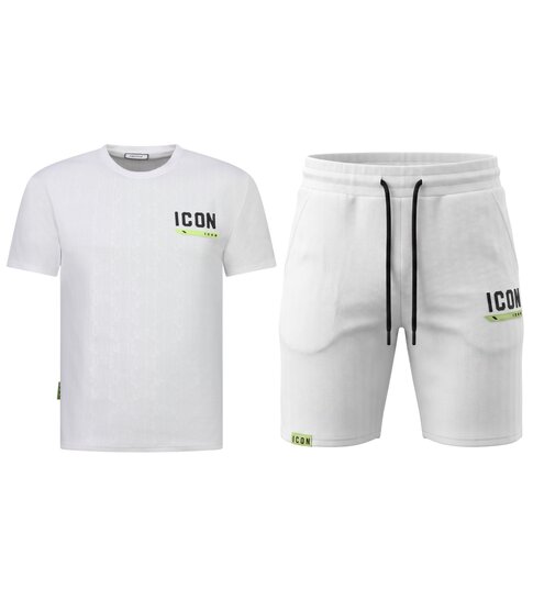 True Rise Zomerset Heren ICON - Oversized T shirt en Short Heren - Twinset - 2096 - Wit