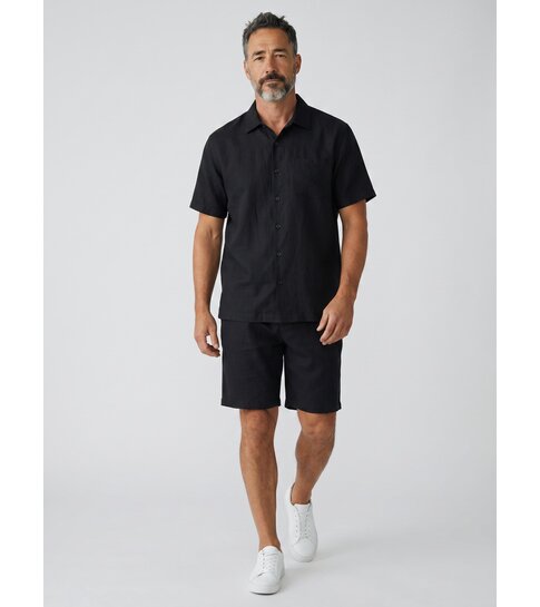 ENOS Zomerset Heren - Ribbed  Oversized Shirt  en Korte Broek - Twinset twee delig - F-5830 - Zwart