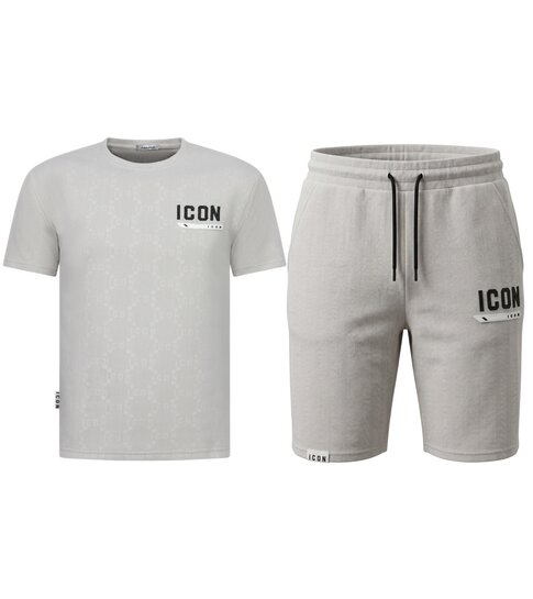 True Rise Zomerset Heren ICON - Oversized T shirt en Short Heren - Twinset - 2096 - Grijs