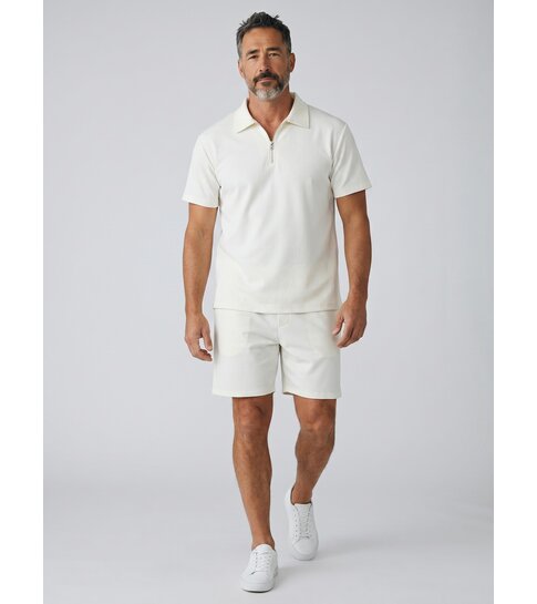 ENOS Zomerset Heren - Ribbed  Oversized  Polo Shirt en Korte Broek - Combisets - Co ord Set - F-5827 - Beige