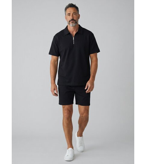 ENOS Zomerset Heren - Ribbed  Oversized  Polo Shirt en Korte Broek - Combisets - Co ord Set - F-5827 - Zwart