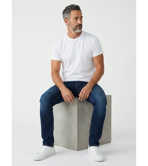 True Rise Oversized T shirt Heren  - Effen T shirt Heren  Blanco - MD6530 - Wit