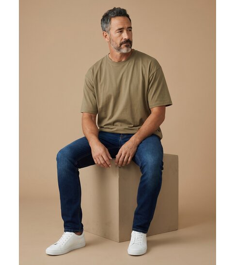 True Rise Oversized T shirt Heren  - Effen T shirt Heren  Blanco - MD6530 - Donker Bruin