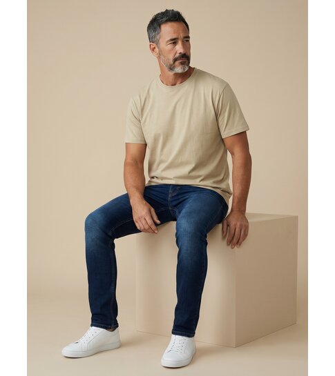 True Rise Oversized T shirt Heren  - Effen T shirt Heren  Blanco - MD6530 - Licht Bruin